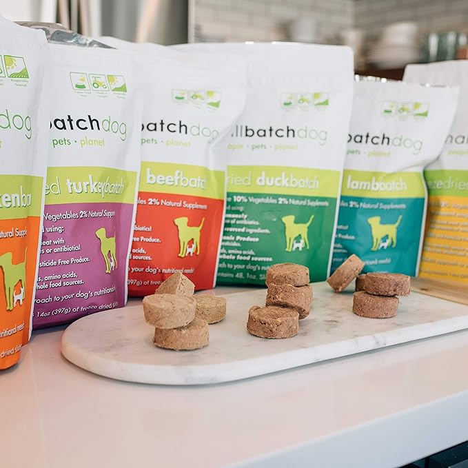 Smallbatch Pets Freeze-Dried Premium Raw Food Diet for Dogs, Chicken Recipe, 14 oz, Made in The USA, Organic Produce, Humanely Raised Meat, Hydrate and Serve Patties, Single Source Protein, Healthy