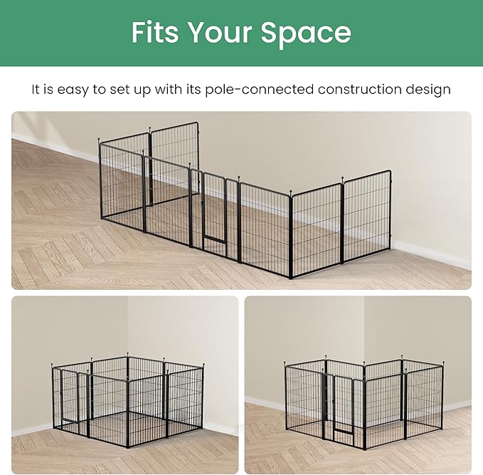 InfiniPower Dog Playpen for Yard, RV, Camping, 24 Inch 16 Panels Play Pen Indoor, Heavy Duty Indoor Outdoor Exercise Dog Pen for Puppies/Small Dogs, Black