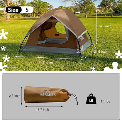 Outdoor Waterproof Pet Camping Tent, Cave Bed for Indoor Cats and Small Dogs, Portable Cat House Dog House, 21.6x21.6x14.9'', Brown, S.