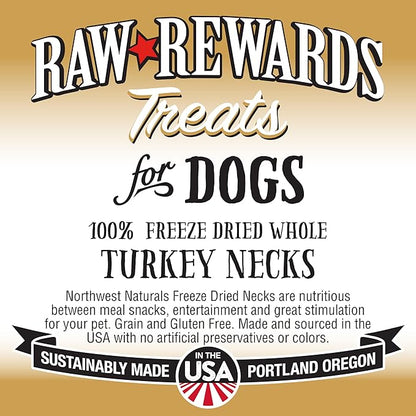 Northwest Naturals Raw Rewards Freeze-Dried Turkey Neck Treats for Dogs and Cats - Whole Neck - Healthy, 1 Ingredient, Human Grade Pet Food, All Natural - 6 Oz