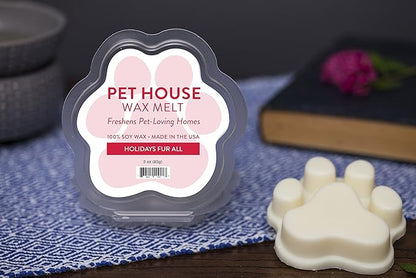 One Fur All Pet House Wax Melts for Holidays - Long-Lasting, Scented, Natural Odor Solution for a Fresh Smelling Home, Pet-Friendly Plant-Based Soy Wax, 3 OZ