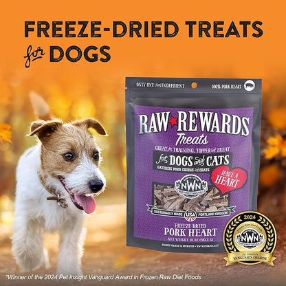 Northwest Naturals Raw Rewards Freeze-Dried Pork Heart Treats for Dogs and Cats - Bite-Sized Pieces - Healthy, 1 Ingredient, Human Grade Pet Food, All Natural - 10 Oz (Pack of 3)