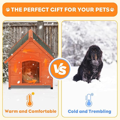 Solid Wood Dog House Comfortable Outdoor Shelter for Medium-Sized and Smaller Dog Sturdy, Durable and Easy to Clean,Can DIY,33.5’’D×30.7’’W×32.3’’H