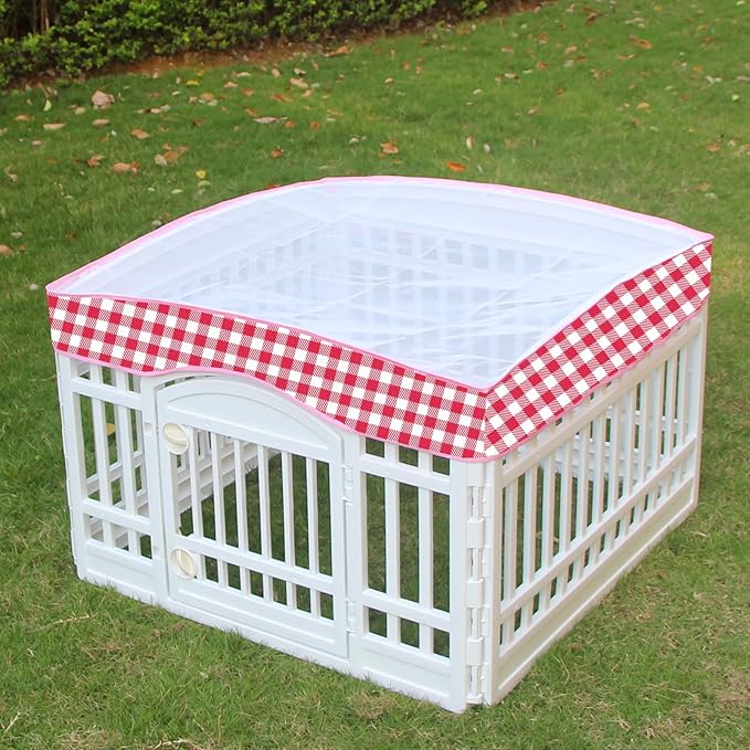Dog Playpen Mesh Top Cover for 36" Inch Pet Playpen with 4 Panels, Dog Crate Cover Pet Tent Puppy Play Pen Cover, Ideal for Indoor/Outdoor Use. Note: Playpen Not Included!!! (Red)