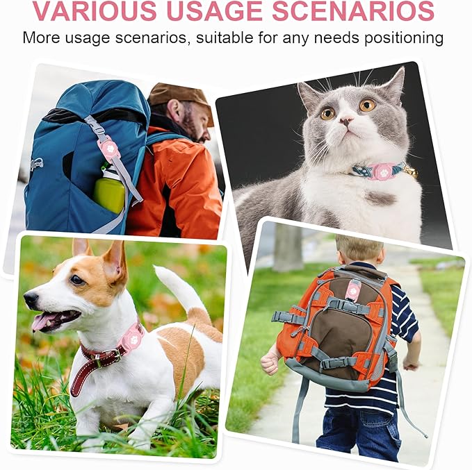 Smart Pet Tracker for Collar - Dog Tracker Pet Location Tracker with Holder, No Monthly Fee, Compatible with Apple Airtag Find My (iOS Only), Anti-Lost Tracking Device for Pets, Luggage, Bag Straps