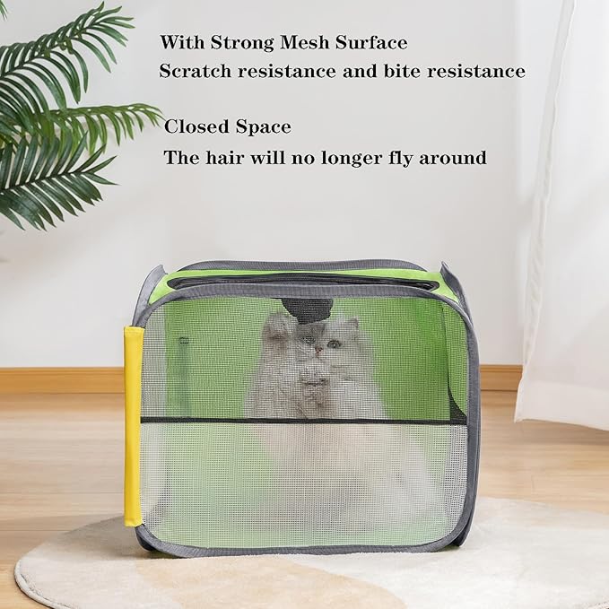 pet k9 Pet Dog Cat Drying Box | Waterproof, Anti-Hair Flying Portable Foldable Room Crate Cage for Small Medium and Large Dogs (Apple Green)