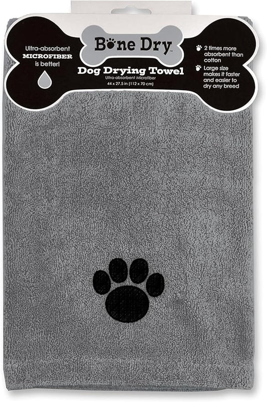 Grey Emb Paw Microfiber Drying Towel