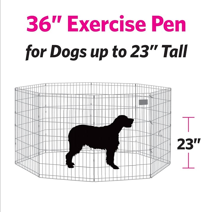 MidWest Homes for Pets Dog Exercise Pen & Playpen, 24" W x 36" H, No Door, Black
