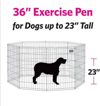 MidWest Homes for Pets Dog Exercise Pen & Playpen, 24" W x 36" H, No Door, Black