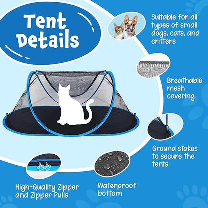 Evergreen Pet Supplies [2 Pack] Extra Large Animal Play Tent for Cats, Dogs, Lizards & Other Small Animals - Pet Enclosures w/Stakes & Carry Bag - Portable - Pop Up Pet Playpen - Breathable Mesh Tent