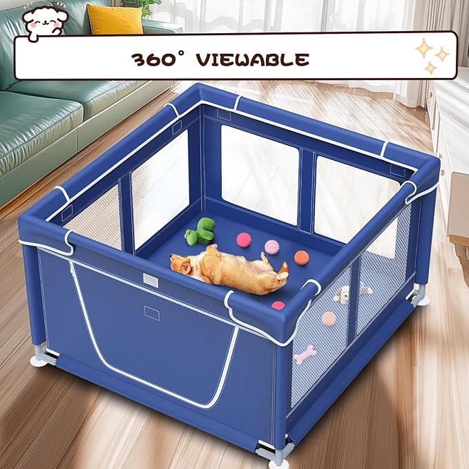 Dog Playpen 42 × 42 Inch, Puppy PlayPen with Gate for Puppies, Small and Medium Dogs, Pet PlayPen for Outdoors & Indoors