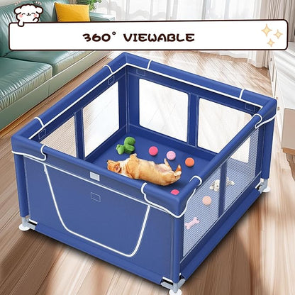 Dog Playpen 42 × 42 Inch, Puppy PlayPen with Gate for Puppies, Small and Medium Dogs, Pet PlayPen for Outdoors & Indoors