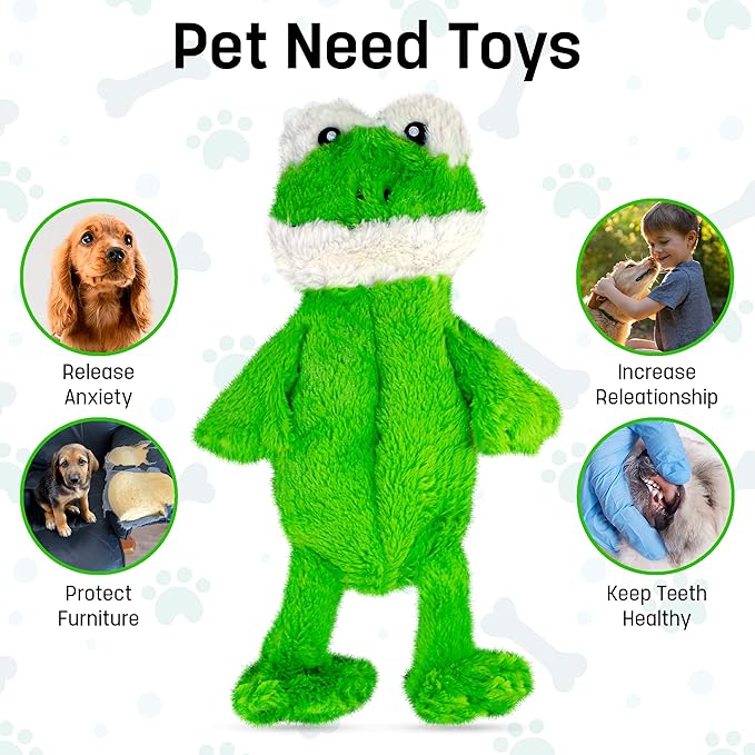 FGA MARKETPLACE Frog-Grey Rabbit- Duck Flat NO Stuffing NO Squeak Plush Dog Toy, Funny Style Will Entertain Your Dog for Hours, Recommended for Small and Medium Dog 21 INCH Long