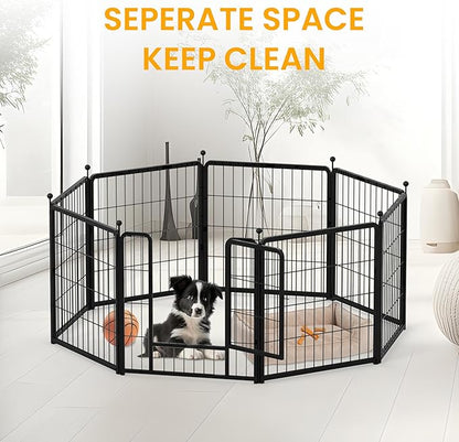 Dog Playpen 24 Inch 16 Panles, Ideal Dog Fence for Puppy/Small Dogs Indoor & Outdoor Bliss, Perfect Dog Pen for Camping, Yard, RV, Garden Fence, Black