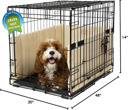 Pet Dreams Dog Crate Bumper - Comfy Liner & Dog Tail Protector for Inside Crate, Fits iCrate Cages 18, 24, 30, 36, 42, 48 Inches (Khaki, XX-Large, 48")