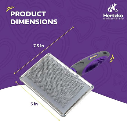 Hertzko Flexible Slicker Brush for Dogs and Cats - Removes Loose Hair, Tangles, and Knots, Flexible Head Contours on Your Pet’s Skin -Large Size Combs for Grooming Matting - Single Sided Brush