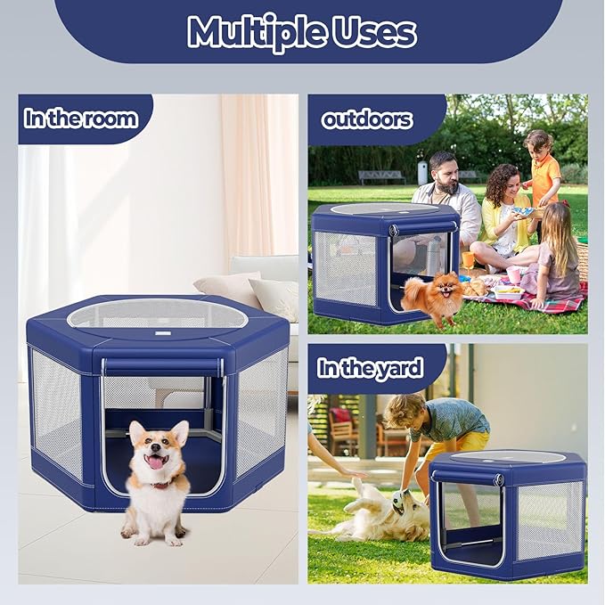 45x45x25 Inches Puppy Dog Playpen,Fabric Mesh Dog Fence,Portable Soft Playpen for Cats, Breathable Exercise Pet Play Pen Indoor,Removable Zipper Top,Tear Resistant Fabric,Safe & Sturdy