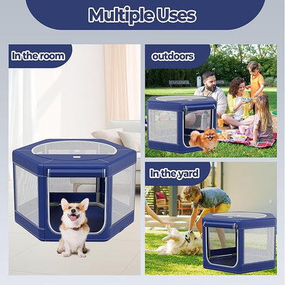 45x45x25 Inches Puppy Dog Playpen,Fabric Mesh Dog Fence,Portable Soft Playpen for Cats, Breathable Exercise Pet Play Pen Indoor,Removable Zipper Top,Tear Resistant Fabric,Safe & Sturdy