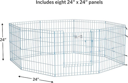 MidWest Homes for Pets Dog Exercise Pen & Playpen, 24" W x 24" H, with Door, Blue