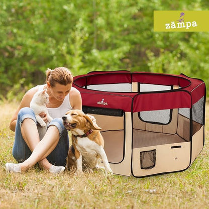 Zampa Pop Up Portable Large 61"x61"x30" Playpen for Dog and Cat, Foldable | Indoor/Outdoor Pen & Travel Pet Carrier + Carrying Case