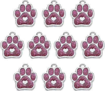 MECCANIXITY Cat Dog Paw Charm Footprint Paw Print Charm Alloy Enamel Pendants for DIY Jewelry Making, Earrings Necklaces Bracelets, Crafts