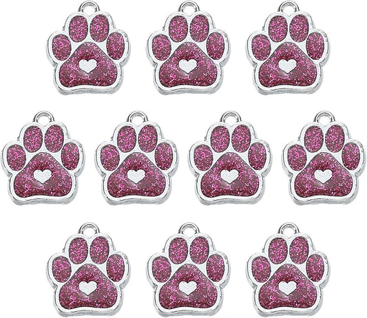 MECCANIXITY Cat Dog Paw Charm Footprint Paw Print Charm Alloy Enamel Pendants for DIY Jewelry Making, Earrings Necklaces Bracelets, Crafts