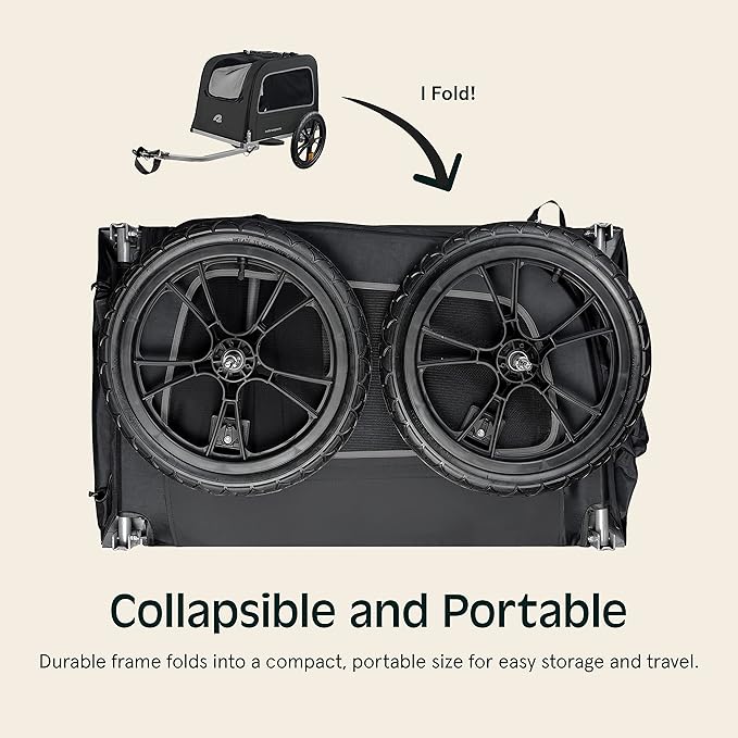 Retrospec Rover Waggin' Pet Bike Trailer - Small & Medium Sized Dogs Bicycle Carrier - Foldable Frame with 16 Inch Wheels - Non-Slip Floor & Internal Leash