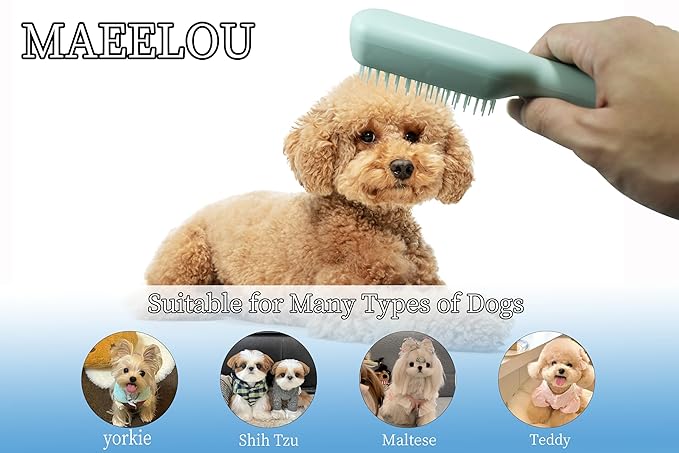 Stretchable Puppy Brush ， Soft Dog Brush - Gentle Grooming Brush for Small Dogs, Perfect for Yorkie, Shih Tzu, Maltipoo ，Dog Hair Remover Brush (Green)