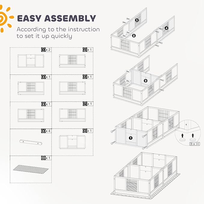 PawHut Whelping Box for Dogs and Puppies, Dog Whelping Box with Waterproof Pee Pad, Adjustable Height Door, for Large Dogs Indoor Use, 96" x 47" x 19"