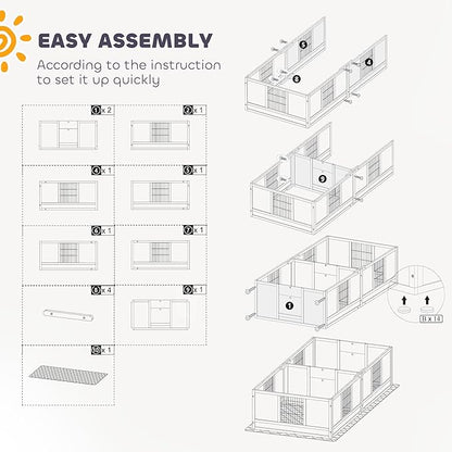 PawHut Whelping Box for Dogs and Puppies, Dog Whelping Box with Waterproof Pee Pad, Adjustable Height Door, for Large Dogs Indoor Use, 96" x 47" x 19"