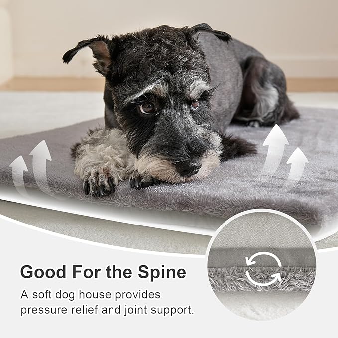 Jiupety Indoor Dog House, 2-in-1 Portable Foldable House Bed with Cover, Pet Tent & Cave Bed for Medium Dogs, XL(29"×21"×20"), Up to 44 Lb, Grey