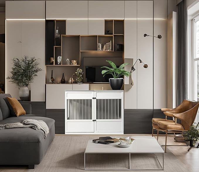 New Age Pet Horizon Pet Crate - Durable ECOFLEX with Stainless Steel Spindles, Bone-Shaped Latches, Easy Access Door, Stylish Design, 10-Year Warranty, Available in 3 Sizes & 2 Colors