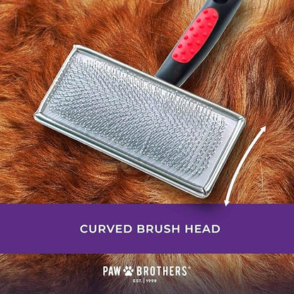 Ryan's Pet Supplies Paw Brothers Soft Flat Slicker Brush for Dogs, Grooming Brush Small and Medium Dogs, Coated Tips, Gentle on Skin, Maximum Coverage, Medium