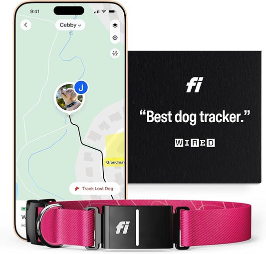 Fi Series 3 Smart Dog Collar - GPS Dog Tracker and Activity & Fitness Monitor, Waterproof, LED Light, Escape Alerts, Nationwide Coverage [Free 6 Month Membership] (Pink, X-Large)