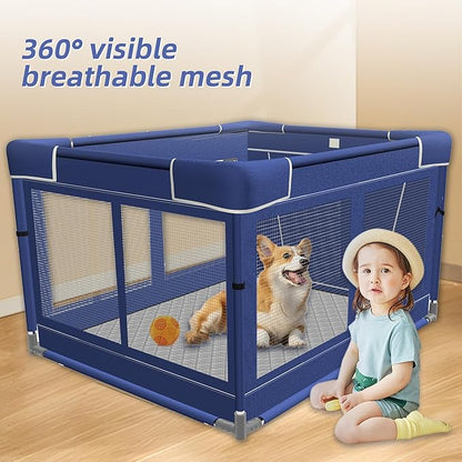 42 × 42 Inch Puppy PlayPen, Dog Playpen with Mat for Puppies, Small and Medium Dogs, Pet PlayPen for Outdoors & Indoors
