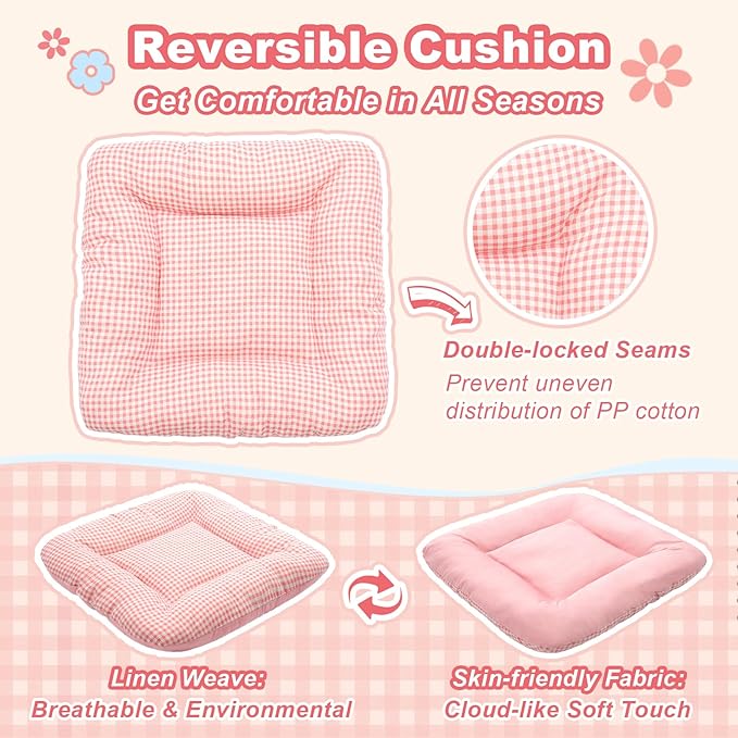 Jiupety Indoor Dog House with Frame, Cute Dog Tent Bed with Cover Cave, Breathable, Washable, and Foldable House, Suitable for 20-40 Lb, Large (25"×25"×25"), Pink