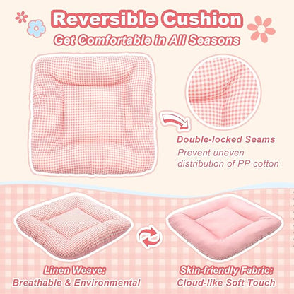 Jiupety Indoor Dog House with Frame, Cute Dog Tent Bed with Cover Cave, Breathable, Washable, and Foldable House, Suitable for 20-40 Lb, Large (25"×25"×25"), Pink