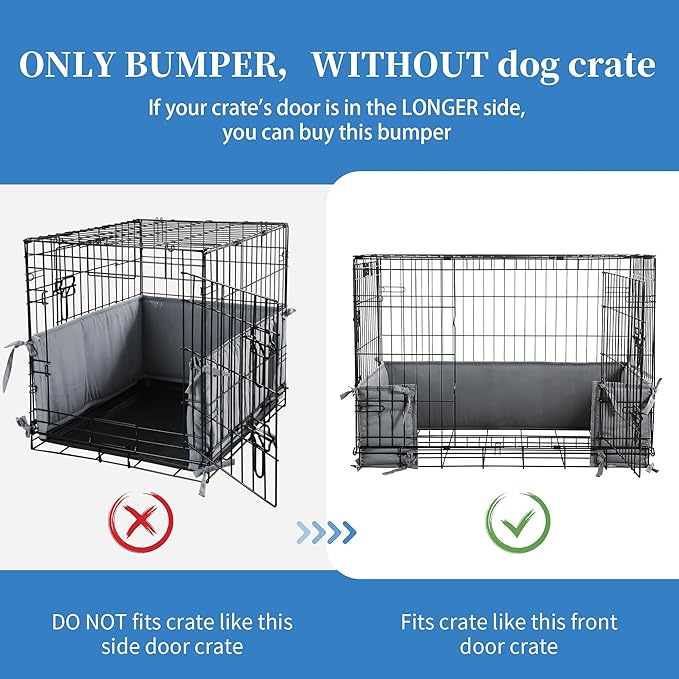 Hombys Dog Crate Bumper with Ties - Soft Crate Accessory (Do Not Include Cage) (Dark Grey, 48"x30")