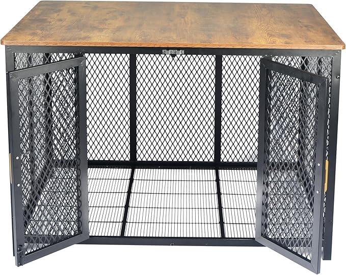 48 Inch Large Dog Crate Furniture, Decorative Dog Kennel Furniture for 110 Lbs Dogs, Heavy Duty Dog Cage Furniture with Top Opening, Latches, Vintage Dog Cage Furniture