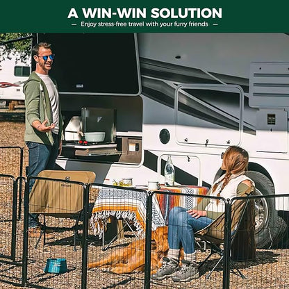 FXW Rollick Dog Playpen for Yard, RV Camping, 32 inch 48 Panels for Small and Medium Dogs│Patented
