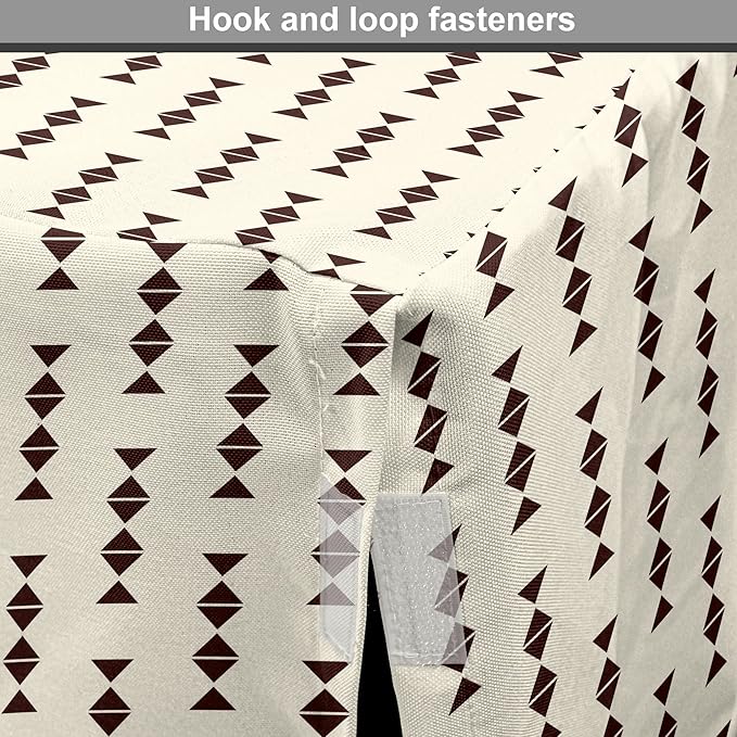 Lunarable Contemporary Brown Dog Crate Cover, Pattern of Repeating Triangular Simple Modern Concept, Easy to Use Pet Kennel Cover for Medium Large Dogs, 42 Inch, Eggshell and Seal Brown
