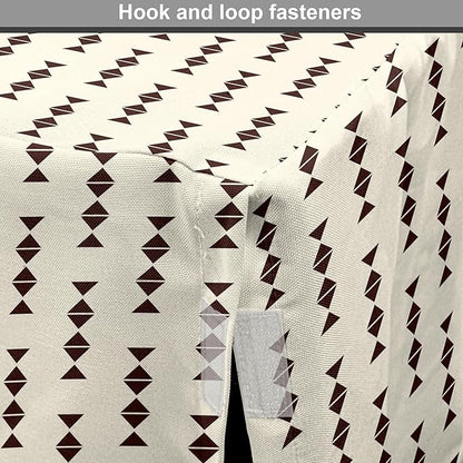 Lunarable Contemporary Brown Dog Crate Cover, Pattern of Repeating Triangular Simple Modern Concept, Easy to Use Pet Kennel Cover for Medium Large Dogs, 42 Inch, Eggshell and Seal Brown