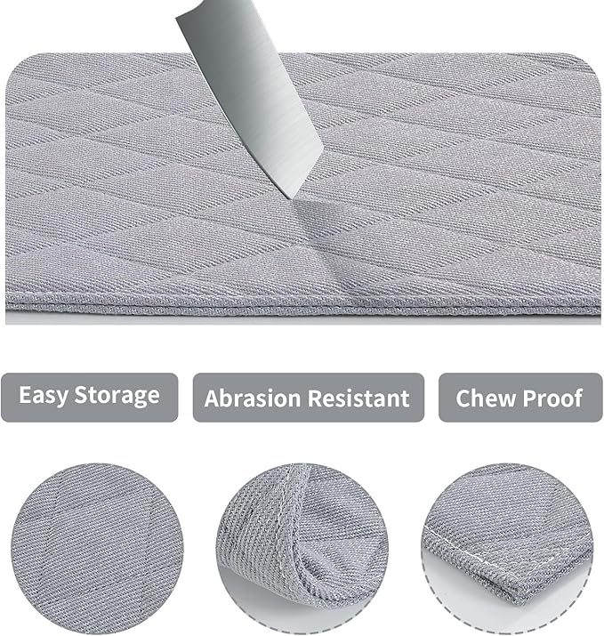 HOMBYS Chew Proof Dog Crate Pad Mat, Indestructible Kennel Pad for Aggressive Chewers, Durable and Water Resistant Teething Puppy Crate Mats for Dogs Cages (Medium(35" L x 22" W), Grey)
