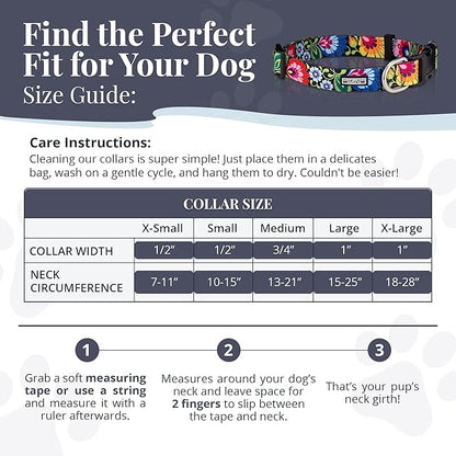 Lucky Love Dog - Adjustable Dog Collar with Easy Click Buckle for Small to Large Dogs, Durable, & Comfortable Collar for Male & Female Dogs, Pet Collar for Puppies & Adult Dogs - Blackbird, Large