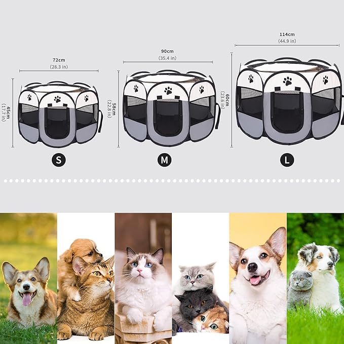 Mile High Life | Foldable Dog Playpen | Portable Dog Crate w Removable Shade Cover | Dog Kennel Indoor/Outdoor w Carry Case | Pen Tent for Dog/Cat/Rabbit(Gray, Medium (36"x36"x23"))