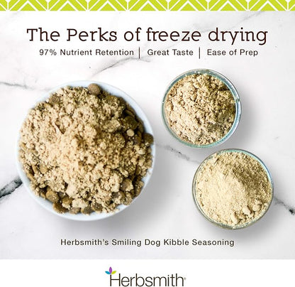 Herbsmith Kibble Seasoning – Freeze Dried Raw Salmon – DIY Raw Coated Kibble Mixer - Dog Food Topper for Picky Eaters, 6.2 oz [Bundle x5]