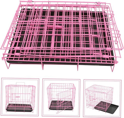 Large Dog Crate Pet Folding Cage Collapsible Dog Cage Dog Crate Small Metal Wire Dog Crate with Leak- Pan Portable Pet Cage for Puppy Small Cat Rabbit 13.78 x 10.24 x 13.39 in