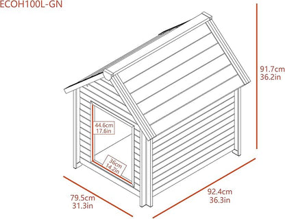 New Age Pet ECOFLEX Outdoor Large Bunk Style Dog House for Up to 80lbs Pets | 10 Year Manufacturer Warranty | Weatherproof Roof & Elevated Floor | Easy-to-Assemble & Clean