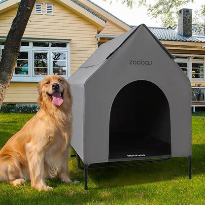 X-Large Dog House - Weatherproof PVC, Elevated Cooling Bed, Easy to Clean