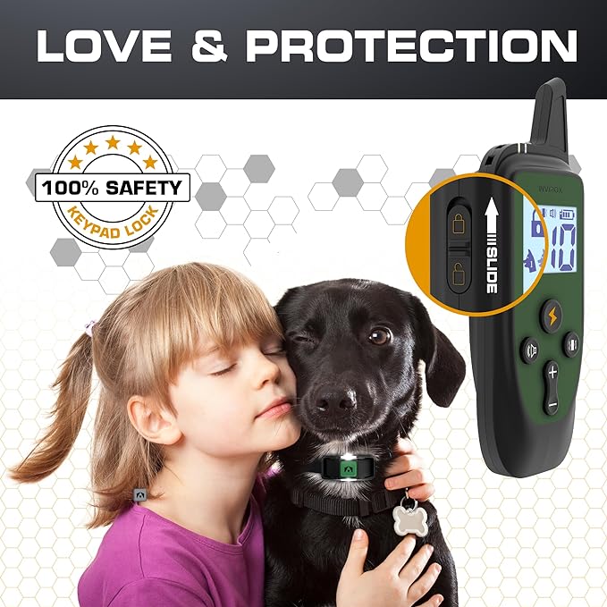 INVIROX Shock Collar for Large Dog [Spark K9] 124 Levels with Remote 1100yd Range, Night-Light Mode for Medium Dogs IP67 Waterproof Training Collar for Dogs